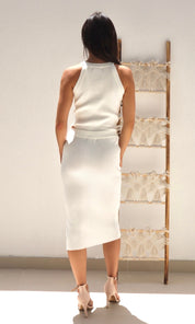 Female model wearing Emmie Ribbed Top - White- showcasing the latest ladies fashion with free delivery 