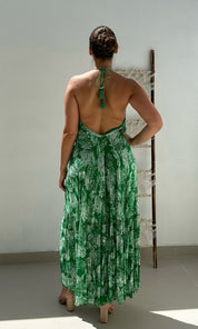 Female model wearing Felicity Beaded Halter Dress - Green- showcasing the latest ladies fashion with free delivery 