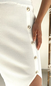 Female model wearing Emmie Ribbed Top - White- showcasing the latest ladies fashion with free delivery 