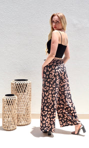 Female model wearing Leona Leopard Culottes - Black / Camel- showcasing the latest ladies fashion with free delivery 