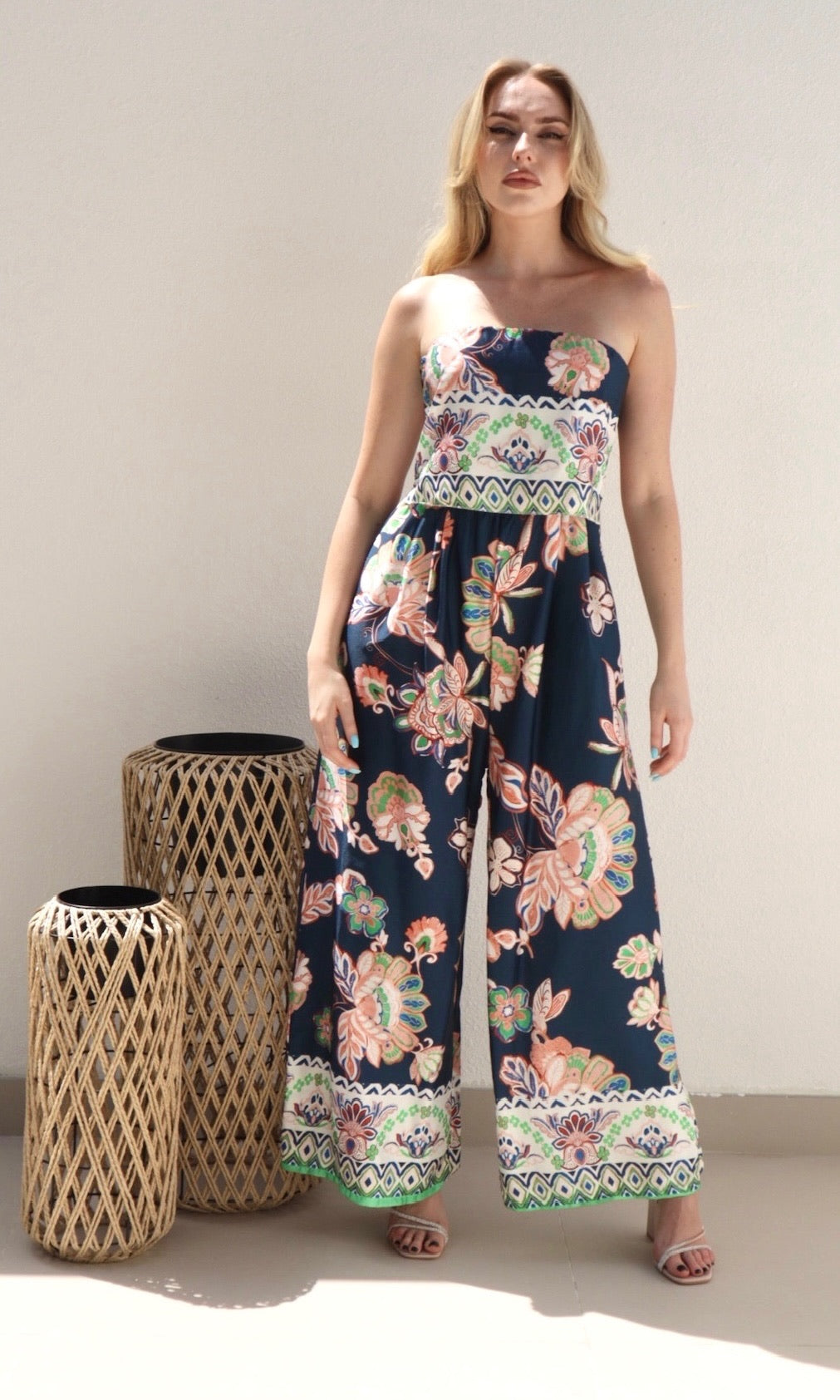 Violet Floral Jumpsuit - Navy